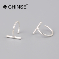 Allure European and American minimalist geometric hook 925 sterling silver earrings for men and women Korea minimalist ear bone ring