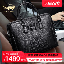 Singapore CARTELO avocado leather briefcase man 2022 new genuine leather handbag large capacity man bag