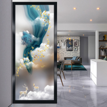 Art Glass Screen Partition Living Room Decoration in the family Xuanguan Background wall dry wet area frosted light transmission Abstract elk deer