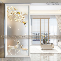 Art glass entry partition 3d three-dimensional living room screen porch crossing bath room double-sided frosted light-transmitting Elk