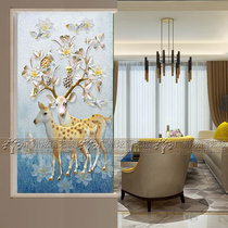 Art glass TV background wall 3d three-dimensional home decoration living room porch screen glass partition frosted carved
