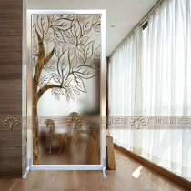Eurostyle Art Glass Screen Partition Double Face Frosted Transparent Decoration Starter Genon Aisle Moving Door Tempered Glass