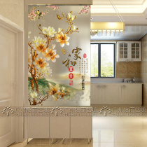 Art Glass Screen Partition Decoration TV Background Wall Living Room Genguan Moving Doors Frosted Light Transmission Sculpture Flowers