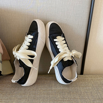 ins giant good wearing genuine leather silk satin inner heightening small white shoes womens single shoes 100 lap casual sports flat bottom plate shoes