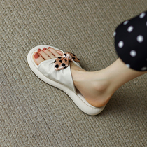 (Hanging shop) Mueller shoes ~ new genuine leather butterfly knots with flat base sandals for women and womens summer layup.