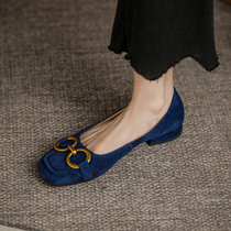 It is great to wear ~ French-style genuine leather small crowdcrowdback ancient horse with soft bottom Lefu shoes female grandma shoes flat heel single shoe