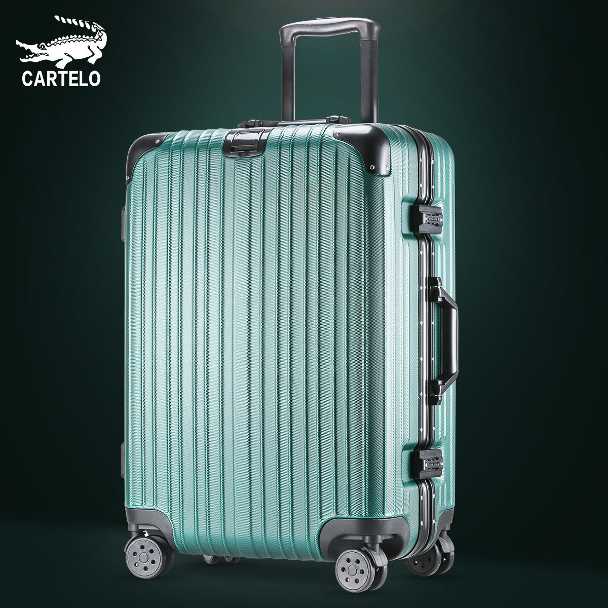 卡帝乐鳄鱼行李箱男铝框万向轮拉杆箱女20寸登机箱密码旅行箱24寸