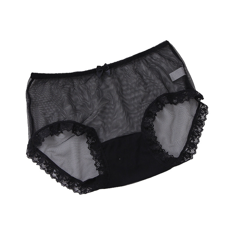内裤女纯棉裆蕾丝提臀中低腰无痕透明火辣少女性感女士三角短裤衩