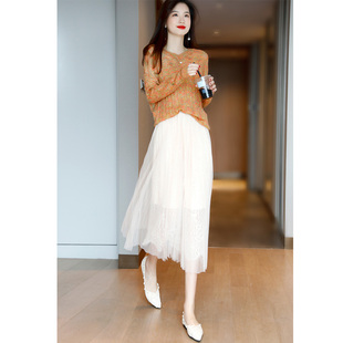 高端大牌早秋女装别致高级感轻奢毛衣裙子两件套小香风连衣裙秋冬