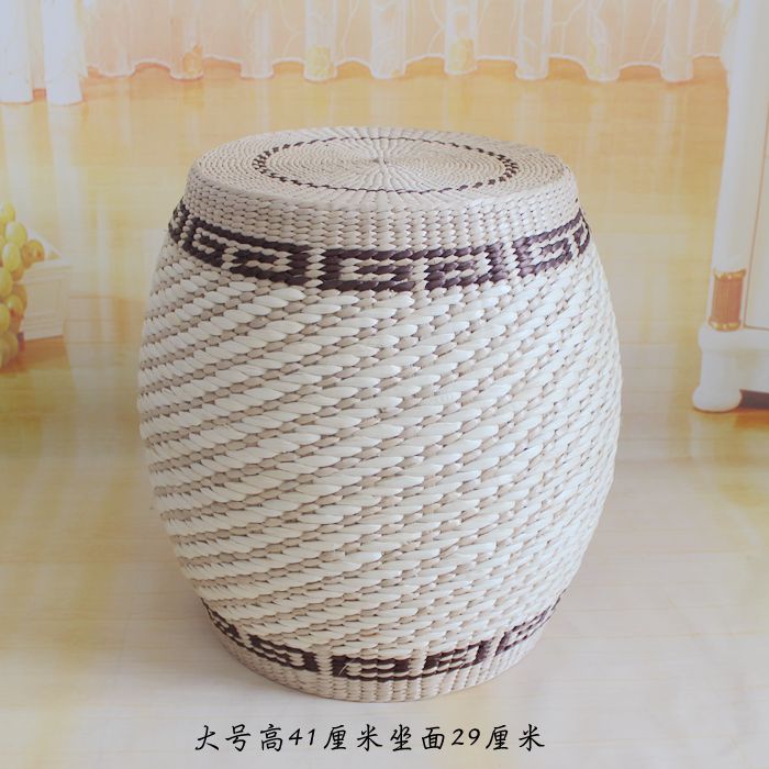 草编圆鼓坐墩坐垫圆凳换鞋凳榻榻米凳纯手工编织客厅