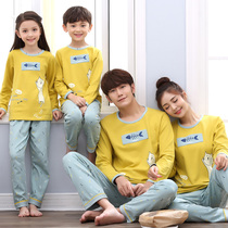 Spring and autumn long-sleeved pure cotton family of three parents and children