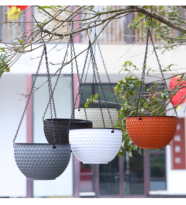 树脂塑料花盆吊篮挂钩悬挂式阳台绿萝吊兰垂钓自吸水懒人水培花盆