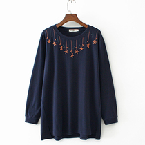 Middle-aged and older ladies dress fat moms spring clothing plus fattening codes for undershirts Belly Clothing Easy for spring and autumn Mom blouses