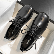 2021 New Spring black lace small leather shoes female Korean version of Joker British academic style JK soft leather single shoes Spring