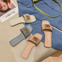 Net red flat slippers womens summer wear ins tide 2021 new summer one-word drag fashion out sandals