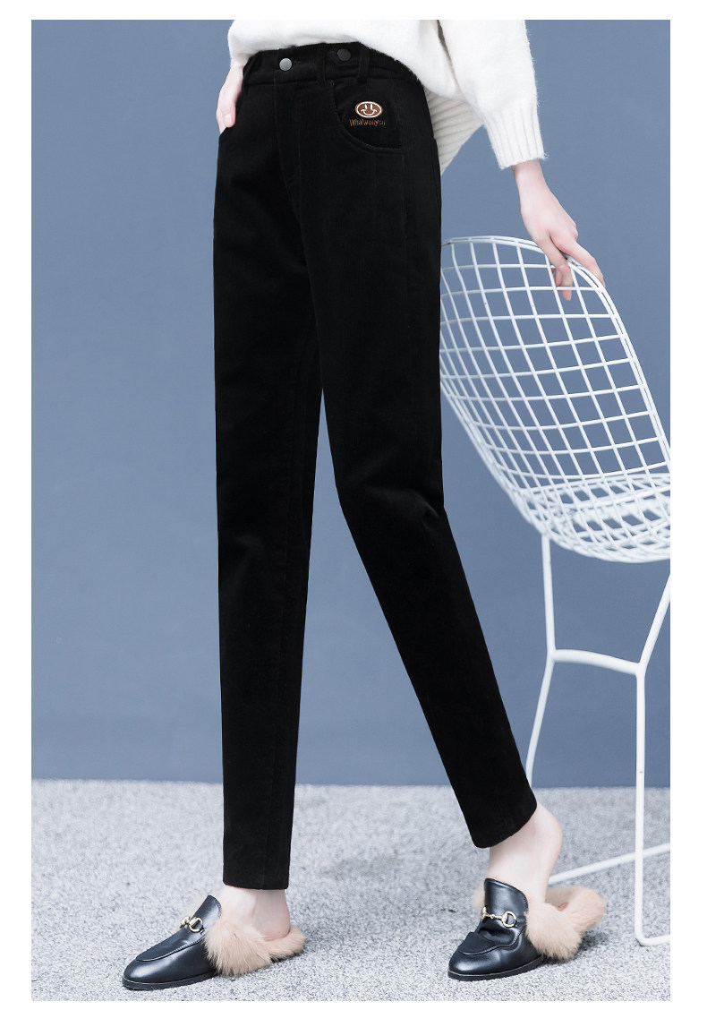 灯芯绒休闲裤女秋冬2020新款加绒加厚哈伦小脚裤冬季显瘦保暖长裤