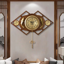 annual fish new chinese style watch living room home high-end wall clock pure copper light luxury watch creative chinese style clock