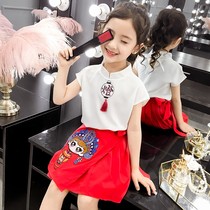 Balabala original girl Hanfu summer suit suit 2021 New Chinese style improved high-end foreign style Tang suit tide