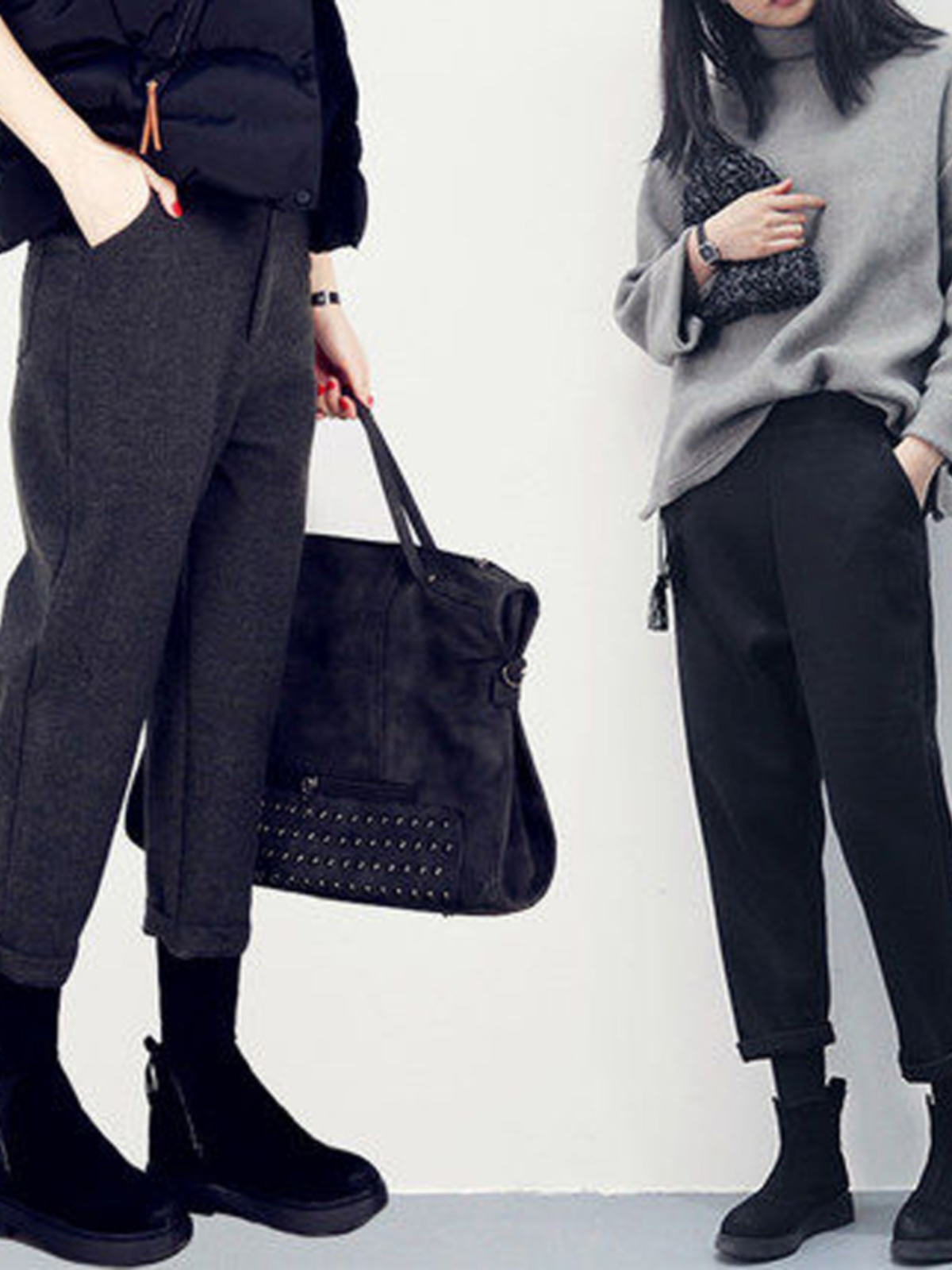 2025秋冬毛呢萝卜裤显瘦神裤。高腰阔腿设计太绝了