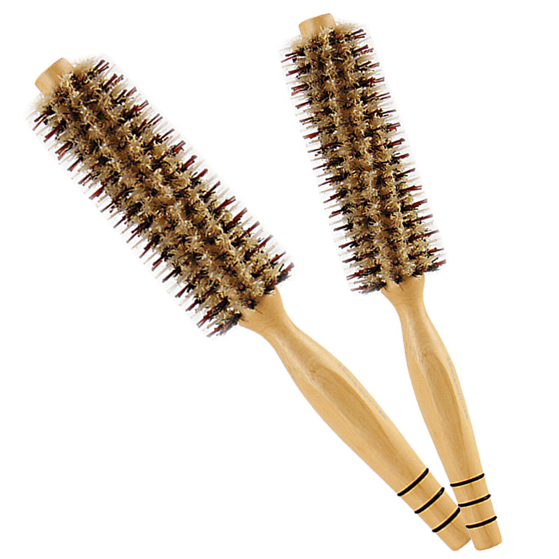 猪鬃毛梳子发廊卷发梳内扣梨花木梳防静电圆滚梳专业造型梳美发梳