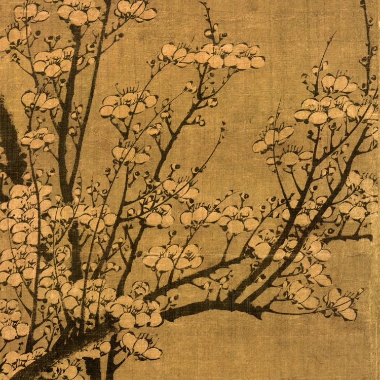 元王冕南枝春早图挂轴条幅卷轴花鸟画名画真迹复制品玄关书房挂画