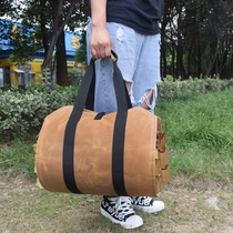 Outdoor Camping Wood Fire Collection Bag Camping Lumberjack Handbag Brown Portable Canvas Lumberwood Kit Wood Kit