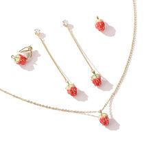 Small strawberry necklace Female Korean version simple student forest department fresh clavicle chain ins girl heart chic necklace