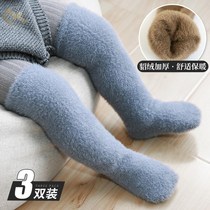 Baby plush socks thickened autumn and winter cotton stockings knee-high mens and womens baby winter plush warm long-legged socks
