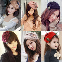 Autumn and winter bow hat badge hairband Flower headband wool wide hairpin fabric hairpin net red hair ornament