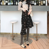 2021 new female early autumn Hepburn wind light ripe wind age age goddess Fan two-piece skirt