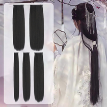 Corn silk wig piece ancient style Chinese clothing women do not tie hair hair long straight hair one piece hair row cos shape