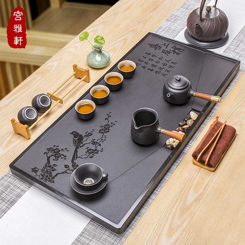Four - walled yard manufacturer provides straightly sharply stone tea tray was kung fu tea set the whole piece of handwork stone tea tray was large tea tray