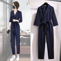 Fried street Net red pants harbor wind overalls womens small feet handsome thin high waist jumpsuit suit womens summer