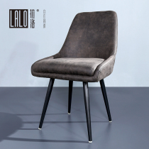 Lallo elegant brown-gray Western dining chair micro-old leather soft bag backrest dining chair frosted texture dining table chair