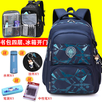 2021 new ultra-light school bag for primary school students mens refrigerator large capacity third to sixth grade childrens school bag load reduction and ridge protection
