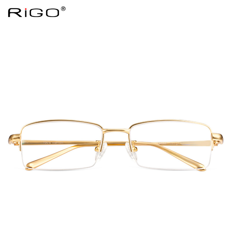 rigo镜加工qs保证七天免费试戴纯钛半框镜架近视男眼镜框 框架_不打折
