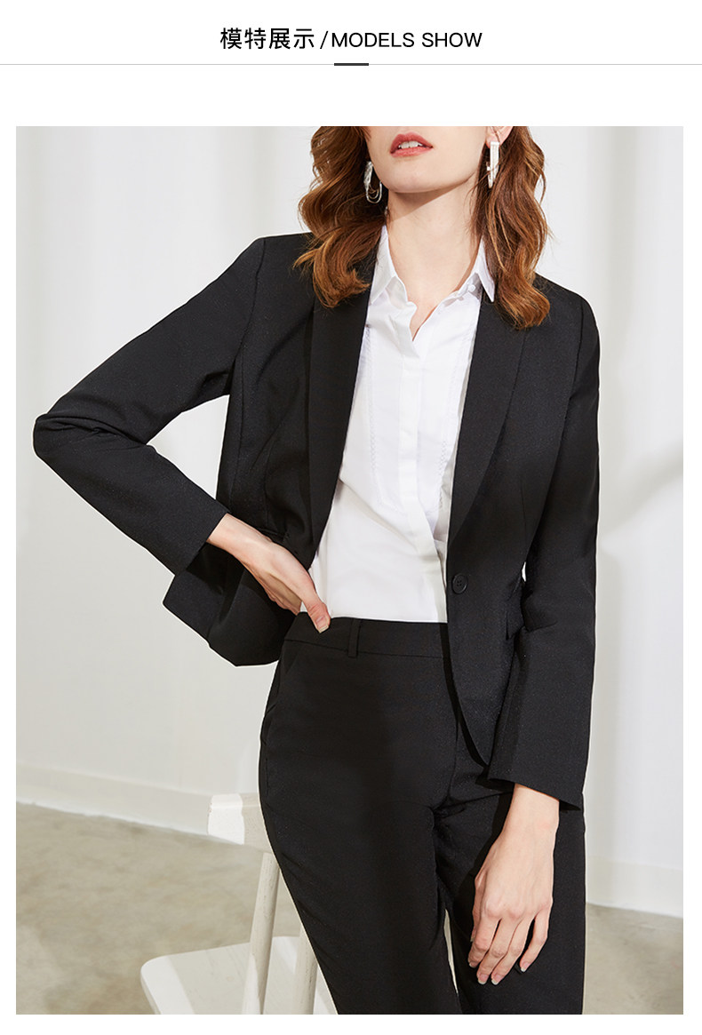 g2000女装商务长袖西服外套 秋季职业通勤短款黑色休闲小西装