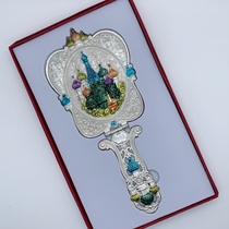 Mirror new Russian Castle Palace single folding hot portable hand-held ellipsoid popular white ellipse