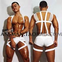 ds nightclub dj mens gogo costume elastic strap one-piece hollow strap chest strap stage sports sexy