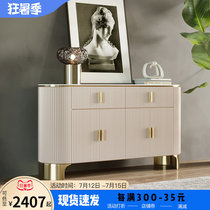 Light Extravagant Rockboard Dining Side Cabinet Rear Modern Minima Small Family Dining Room Upscale Stainless Steel Storage Oval UAN GUAN CABINET