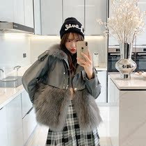 2021 Winter new imported fox fur stitching sheep leather young short coat fur coat women