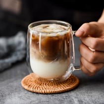 Nordic Wind Glass Cup Mesh Red Double Layer Insulation Water Cup Coffee Cup Tea Cup High Temperature Resistant Glass Mark Cup Explosion