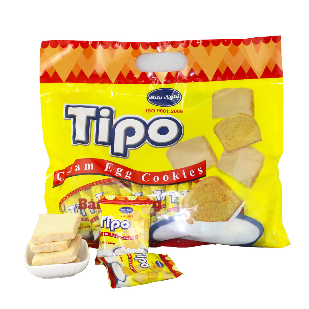 越南进口零食小吃食品tipo白巧克力鸡蛋牛奶面包干300g饼干