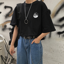 Mind T-shirt female niche summer Harajuku style bf loose 200 kg fat mm large size womens cotton half-sleeved top clothes