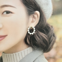 SHUNA のhand official affairs Abashiri new Japanese-style handmade earrings Austrian pearl circle earrings earrings ear clips