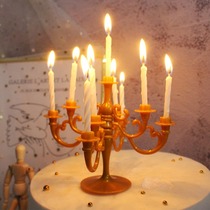 Romantic ins European style retro net red candle holder cake decoration Birthday cake decoration pendulum plug-in birthday candlestick