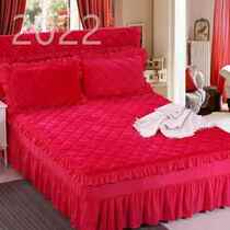 2022 suede Lamina clip cotton skirt bed F four sets 1 European style bed cover lace suede beds levelvet plus bed fasting hood pieces 8