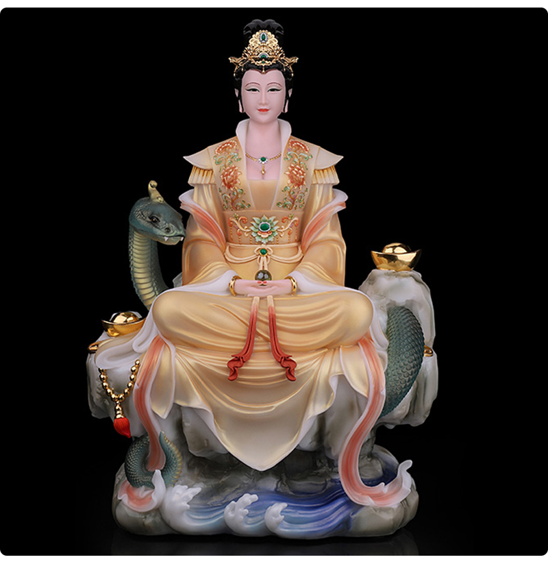 漢白玉女媧娘娘神像客廳中式擺件女媧像漢白玉招財蛇蟒佛像家居