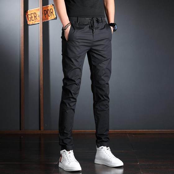 Summer casual pants for men's trendy slim pure black small feet trousers elastic waist elastic ice silk pants men's trousers
Summer casual pants for men's trendy slim pure black small feet trousers elastic waist elastic ice silk pants men's trousers
