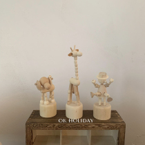 okhoneys rooms ins decoration solid wood small pendulum pieces home tabletop pendulum pieces Nordic shop windows retro present puppets